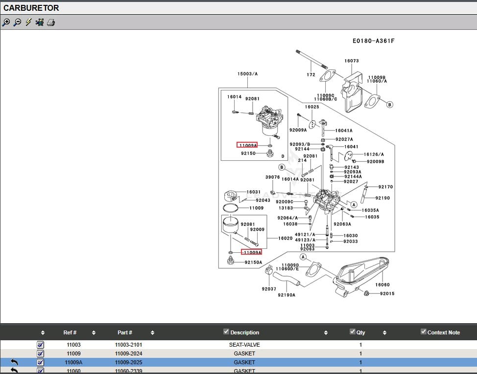 Genuine Kawasaki 11009-2025 Carburetor Bowl Bolt Gasket FE290D Club Car - Image 4