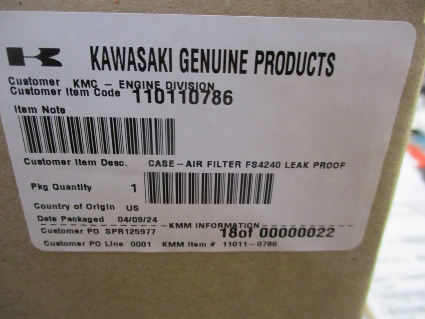 Genuine Kawasaki 11011-0786 B Air Filter & Cover 11013-0752 FS651V FS730V - Image 4