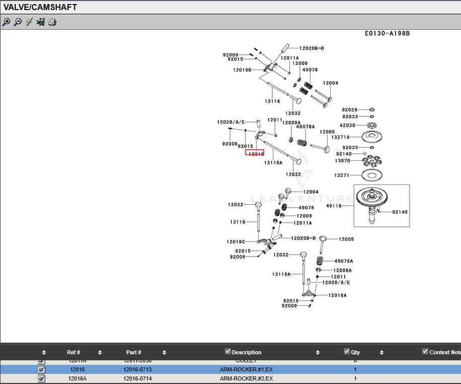 Genuine Kawasaki 12016-0713 #1 EX Rocker Arm for the FX921V FXT00V - Image 8
