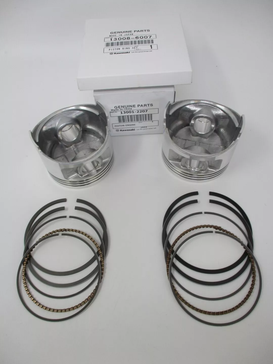 2 Genuine Kawasaki 13001-2207 13008-6007 Piston & Rings STD FE290D FD711D FD750D - Image 3
