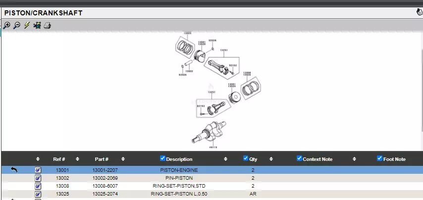 2 Genuine Kawasaki 13001-2207 13008-6007 Piston & Rings STD FE290D FD711D FD750D - Image 4