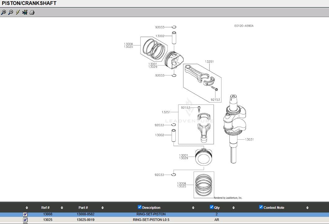 2 Genuine Kawasaki 13008-0582 Standard Piston Rings STD FXT00V - Image 4