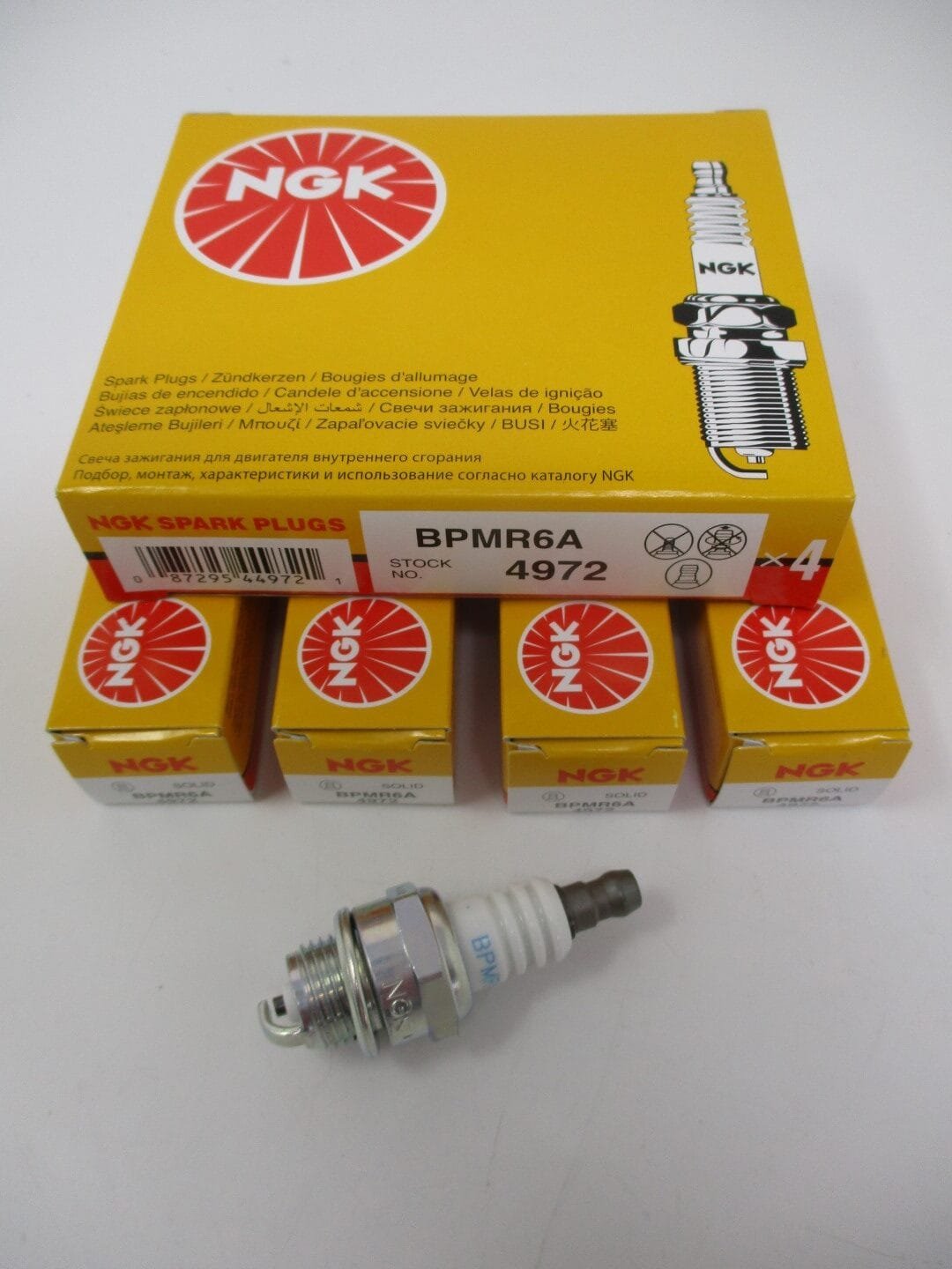 4 Genuine NGK 4972 BPMR6A Spark Plugs Superseded 7021 Lawn Mower Small Engine