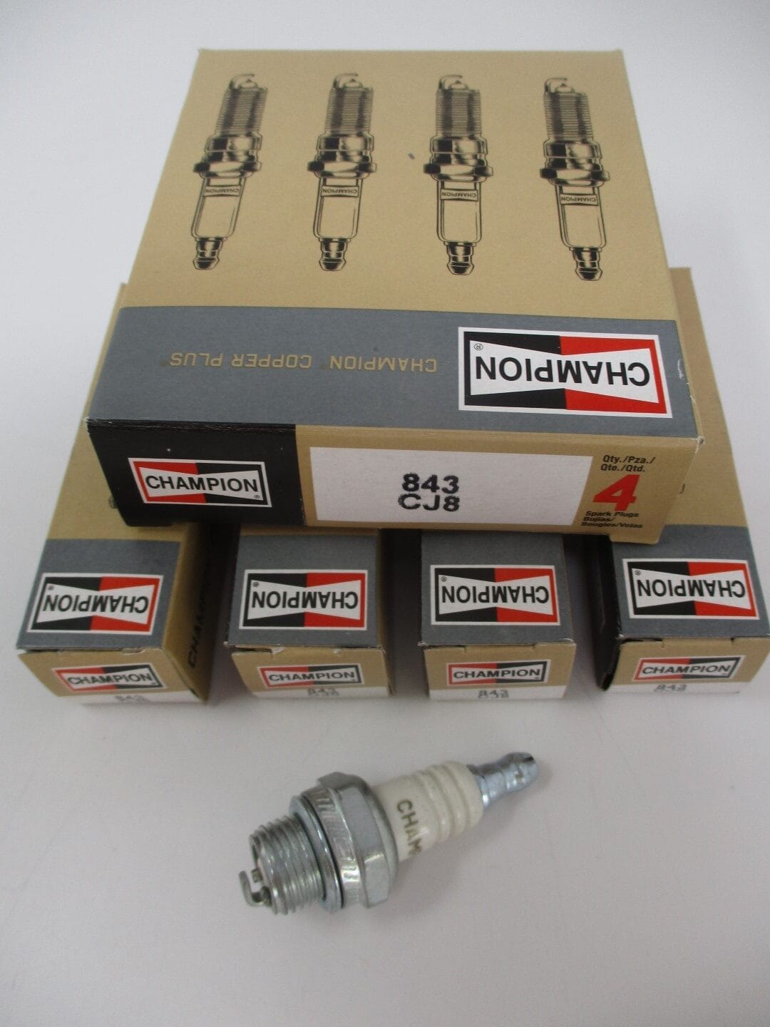 4 Genuine Champion 843 CJ8 Nickel Spark Plug Copper Plus Chainsaw Small Engines