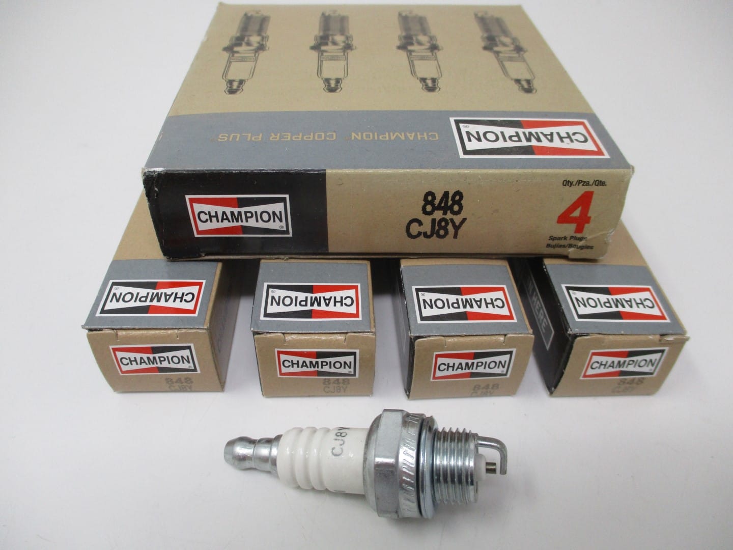 4 Genuine Champion 848 CJ8Y Nickel Spark Plug's Copper Plus Small Engines