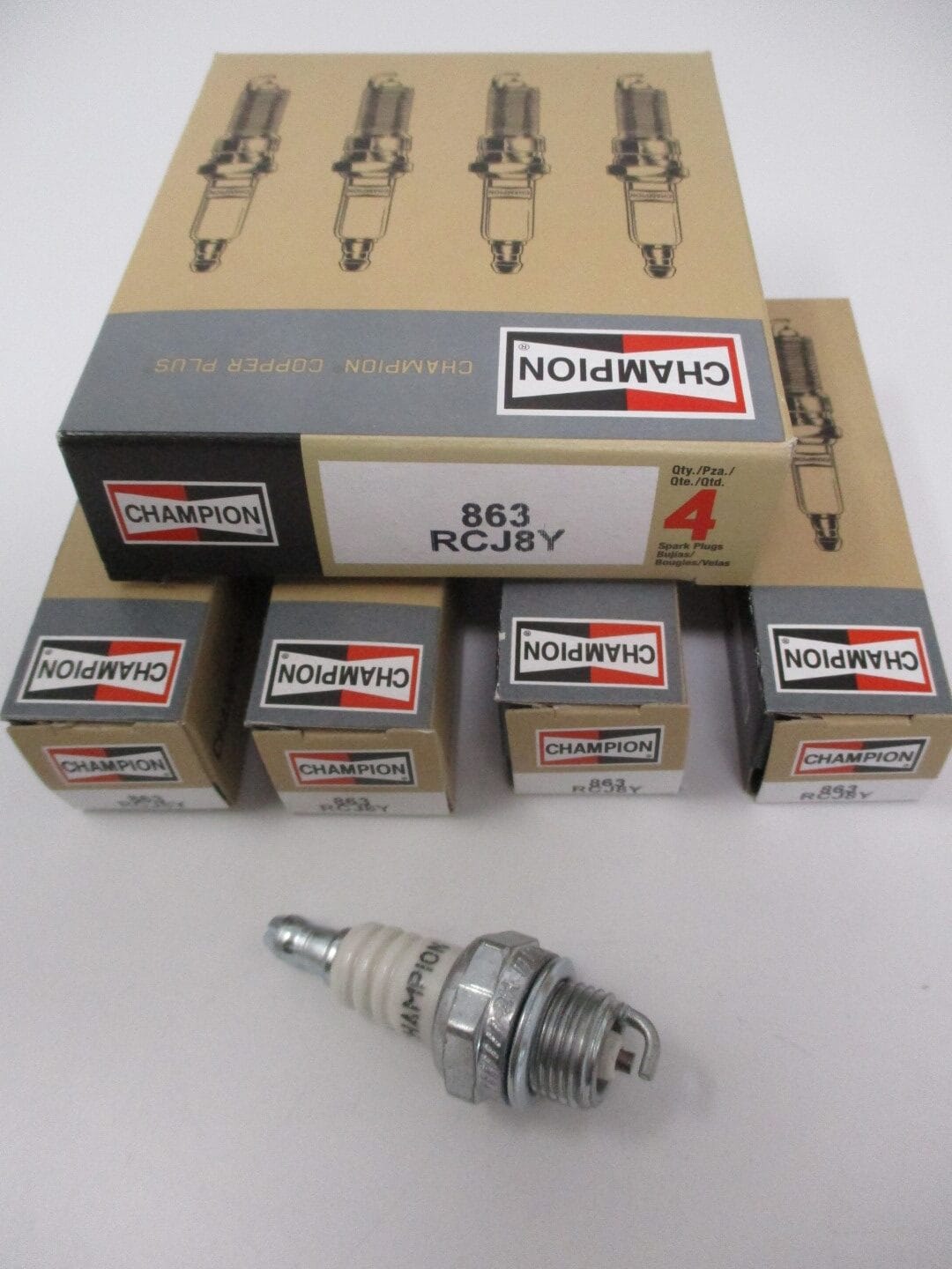 4 Genuine Champion 863 RCJ8Y Nickel Spark Plug Copper Plus Chainsaw