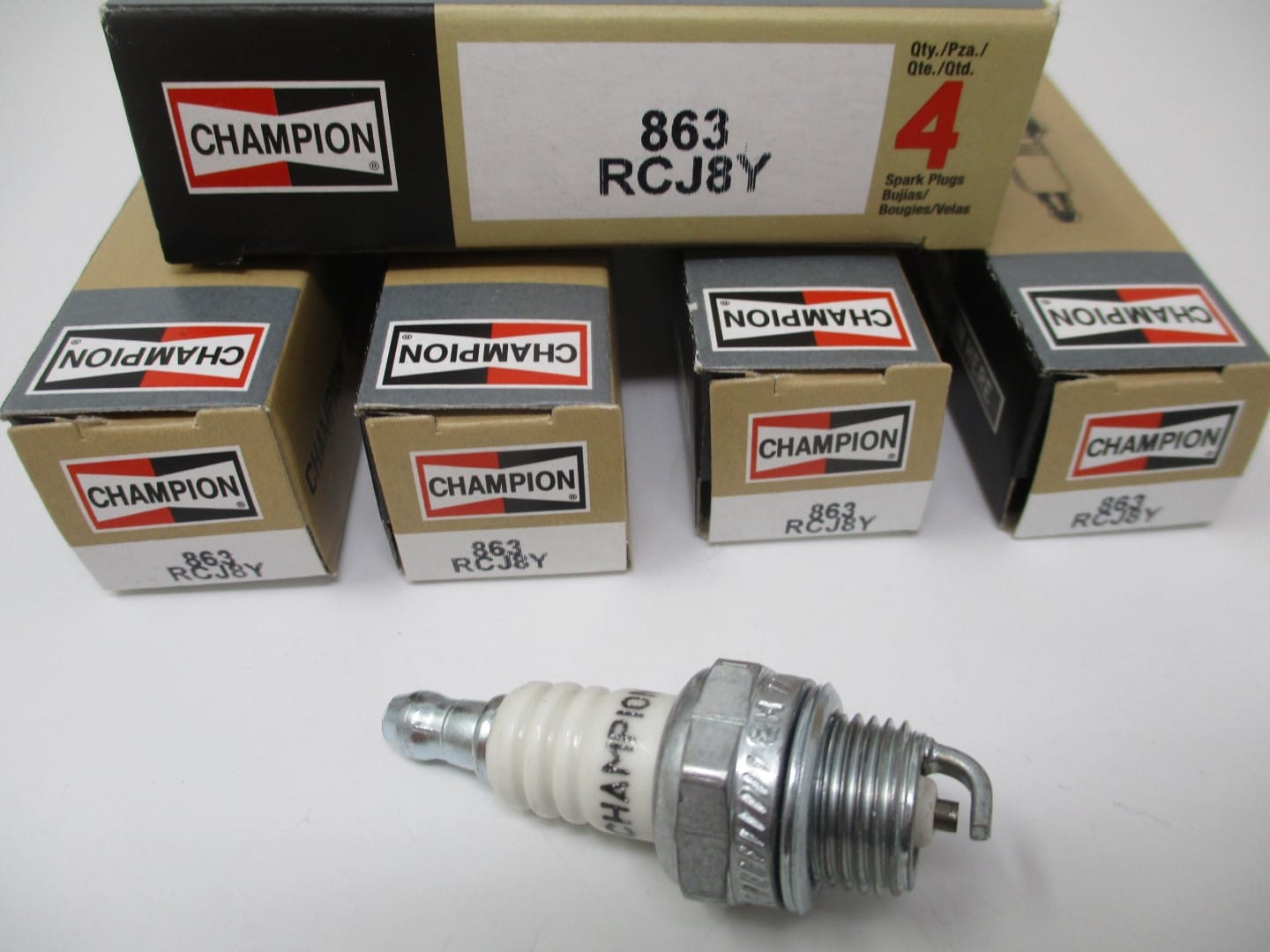 4 Genuine Champion 863 RCJ8Y Nickel Spark Plug Copper Plus Chainsaw - Image 2
