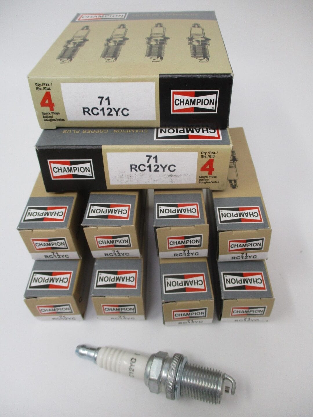 8 Genuine Champion RC12YC 71G Spark Plugs Copper Plus Nickel Cross for a NGK BKR5E 7938
