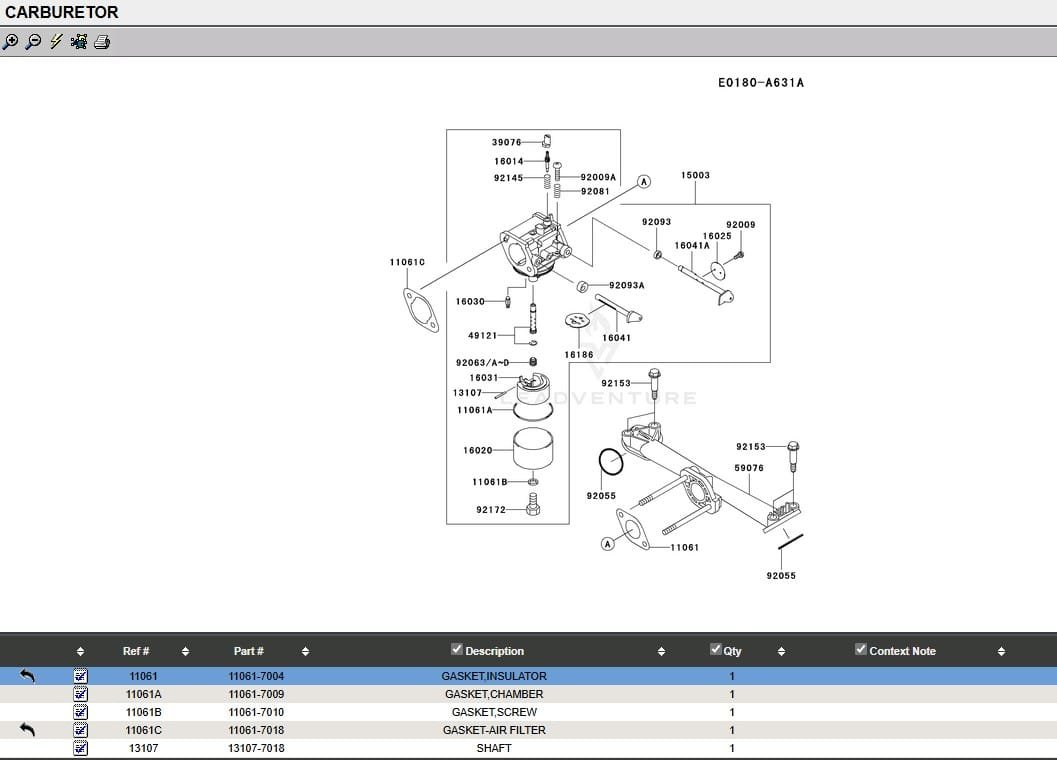 Genuine Kawasaki 11061-7018 / 11060-7004 Carburetor Gasket FH541V FH500V FH531V - Image 2