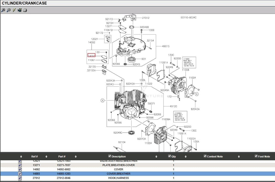 Genuine Kawasaki 14093-1283 Breather Cover FX921V FXT00V 1000 - Image 2