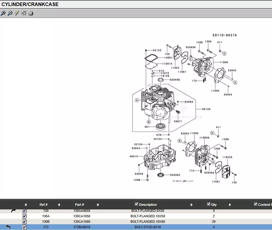 1 Genuine Kawasaki 172BA0818 Double End Exhaust Bolts Stud 8 X 18 mm - Image 2