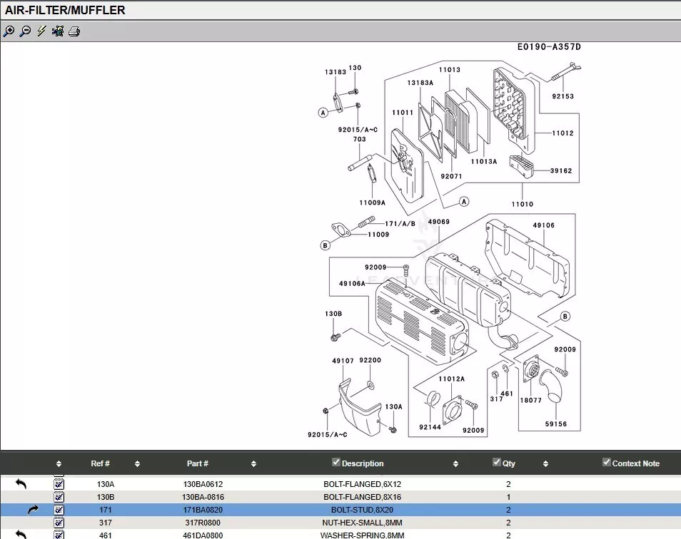 Genuine Kawasaki 172BA0820 Head Stud Bolt 8x20mm FE250D FE290D FE400D - Image 2