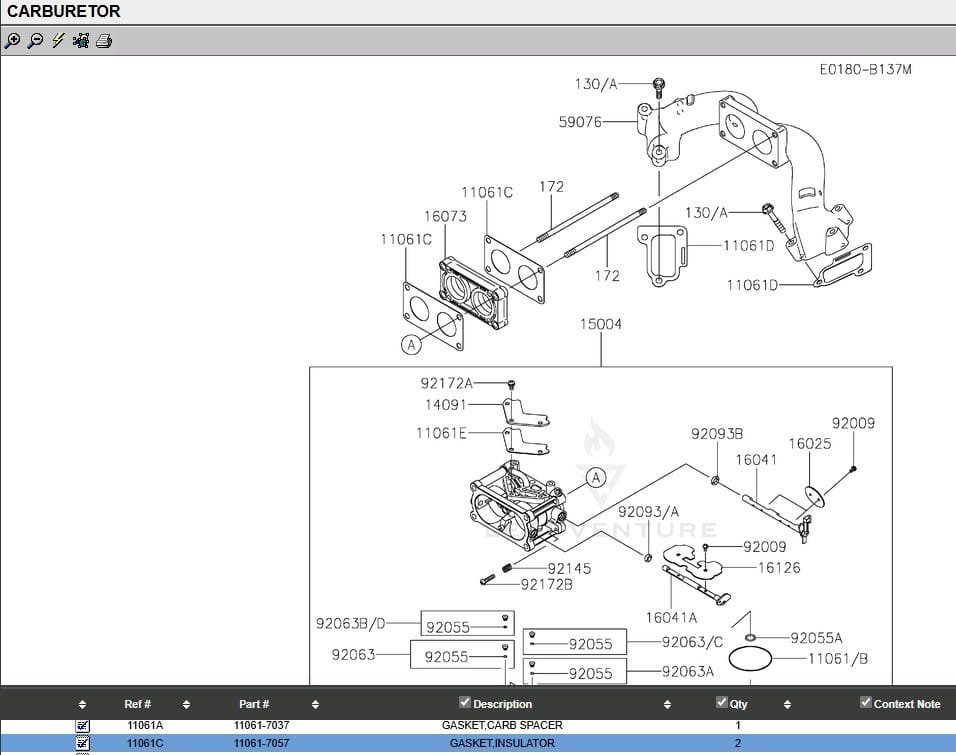 Genuine Kawasaki 16073-1129 2 11061-7057 Gaskets Carburetor Insulator for FXT00V - Image 5