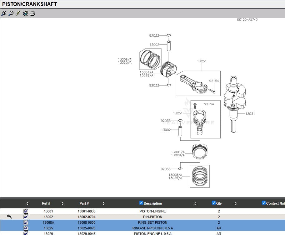 Genuine Kawasaki 13251-0719 Connecting Rod Piston Pin 13002-0704 Snap-Rings 92033-0790 - Image 4