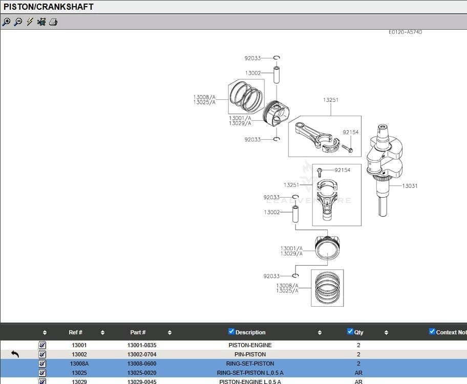 Genuine Kawasaki 13001-0835 Standard Piston FR651V FR691V FR730V FS651V FS691V - Image 2
