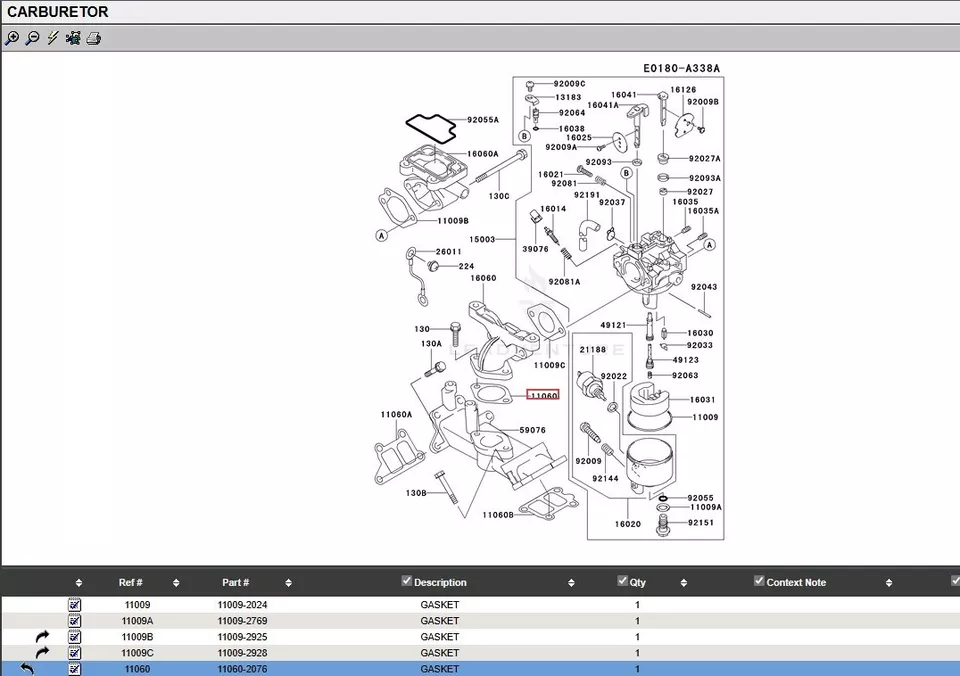 2 Genuine Kawasaki 11060-2076 Manifold Intake Gasket FD501D FD590V 11009-2551 - Image 3