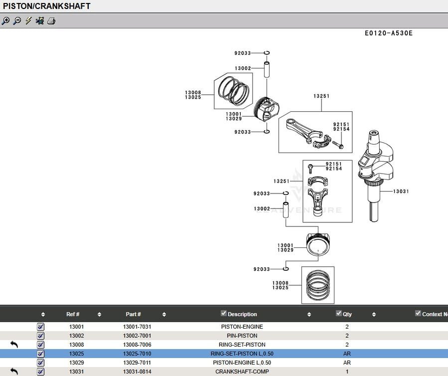 Genuine Kawasaki 13025-7010 OS Piston & Rings Rod 13251-0741 13029-7011 - Image 4