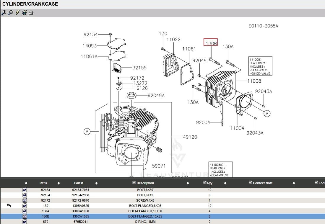 Genuine Kawasaki 130CA1065 Head Bolt FX691V FX730V FX781A FX820A FX921V FXT00V - Image 4