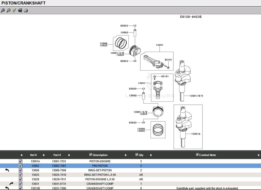 Genuine Kawasaki FJ400 13001-7013 Piston & Rings Rod Pin 13008-6063 STD  Mule - Image 4