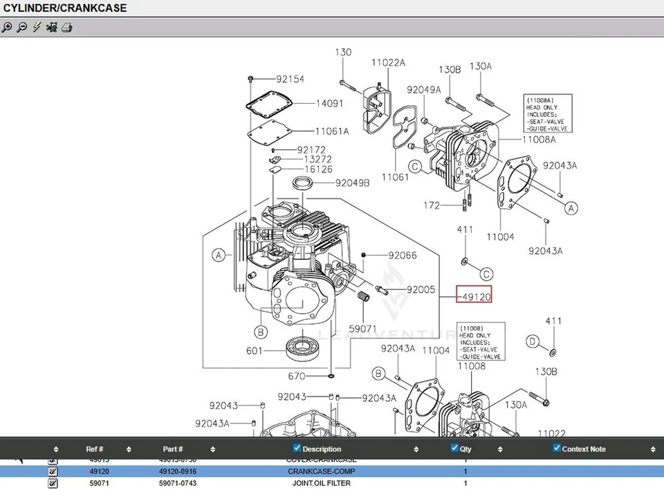 Genuine Kawasaki 49120-0916 Crankcase FX751V FX801V FX850V - Image 8
