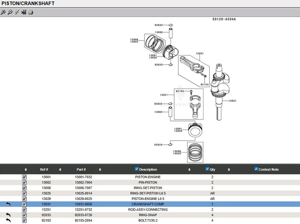 Genuine Kawasaki 13031-0856 Crankshaft 4 9/32” FX921V FXT00V 13031-7080 1000 - Image 2