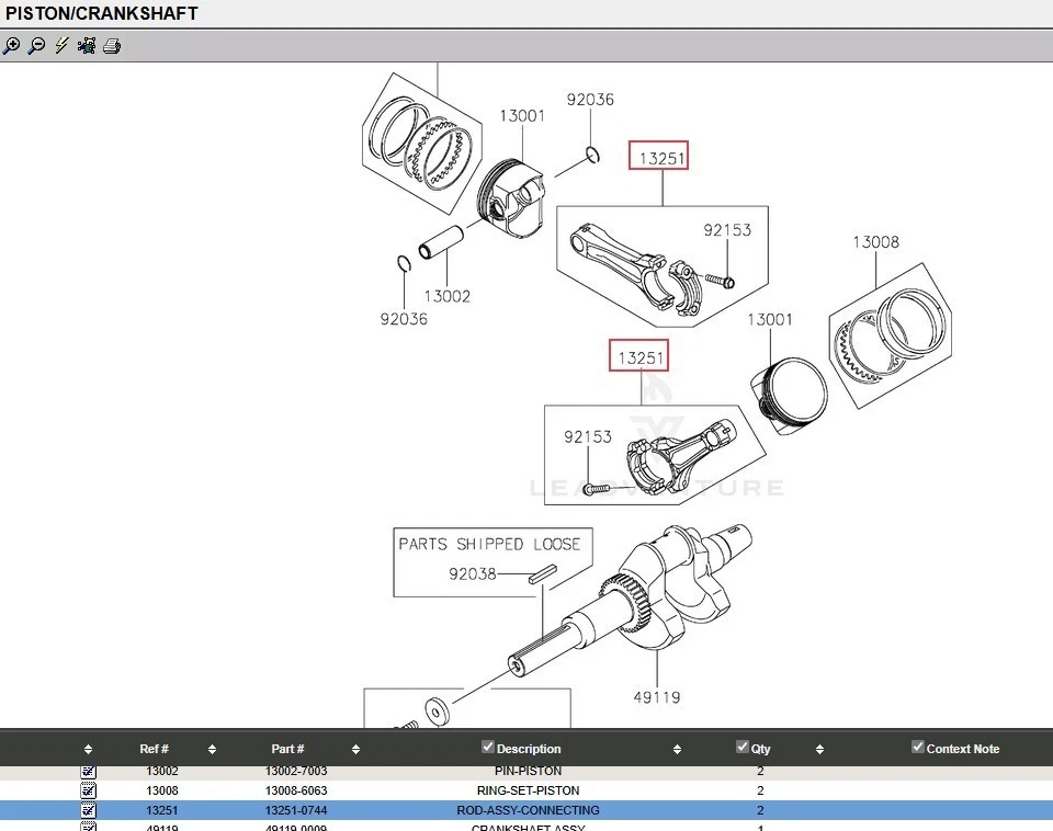 Genuine Kawasaki 13251-0744 Piston Rod For the FD750D FD851D - Image 2