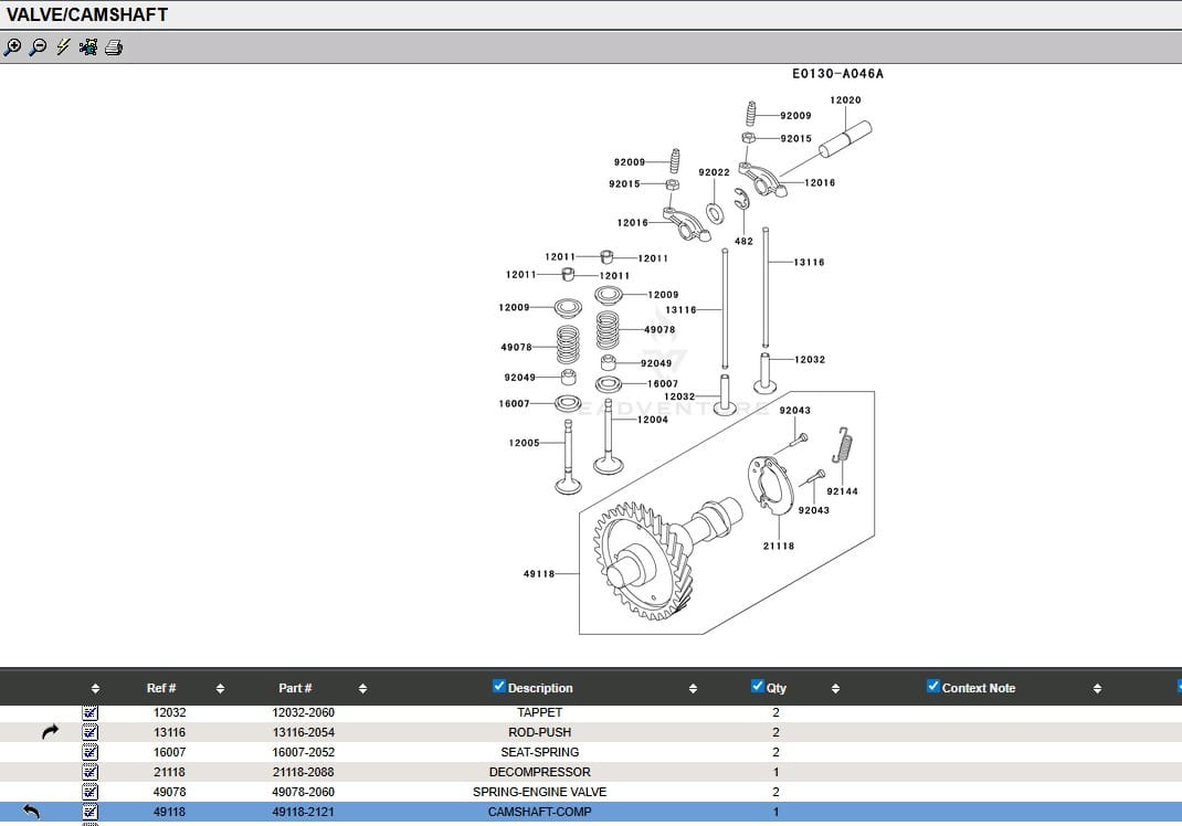 Genuine Kawasaki 49118-2121 FE290D Camshaft 49118-2072 - Image 6