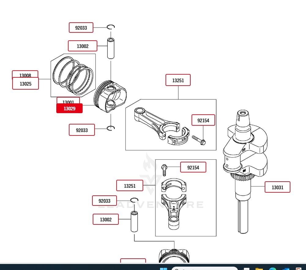 Genuine Kawasaki 13029-0045 Piston Oversize OS 0.05 - Image 4
