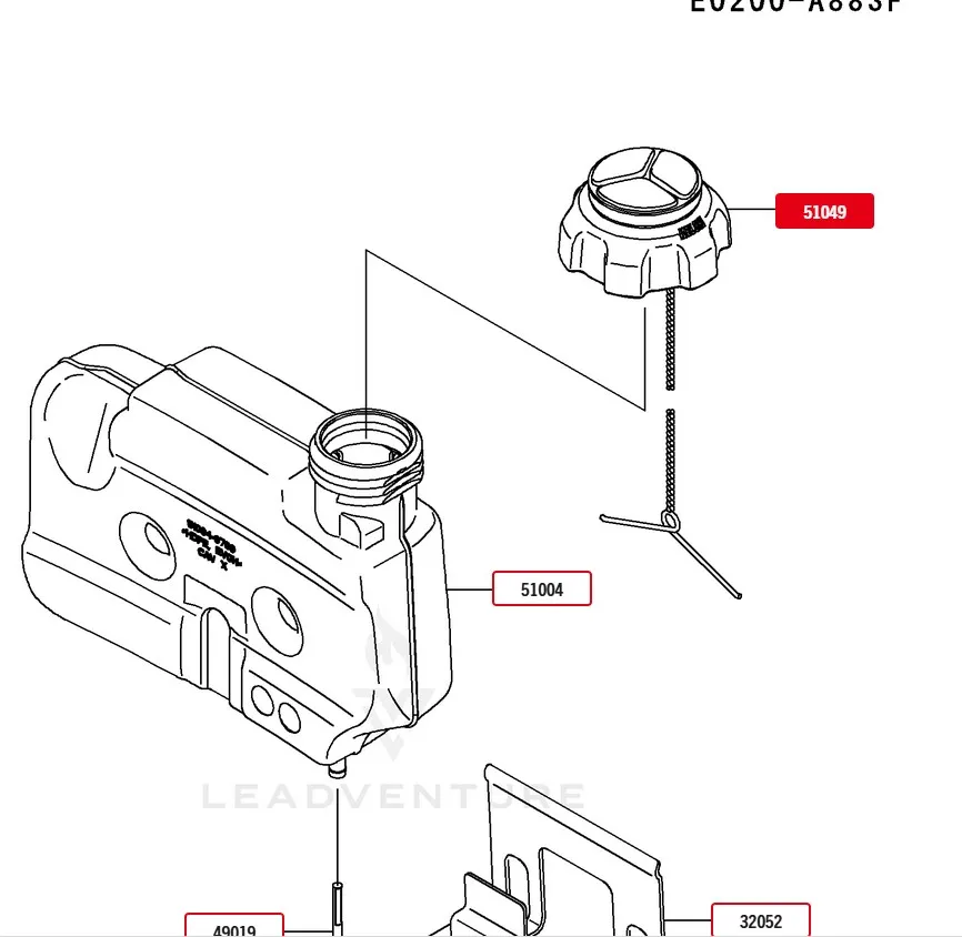 Genuine Kawasaki Gas Tank 51004-0006 Bracket 32052-0731 Gas Cap 51049-0716 - Image 4
