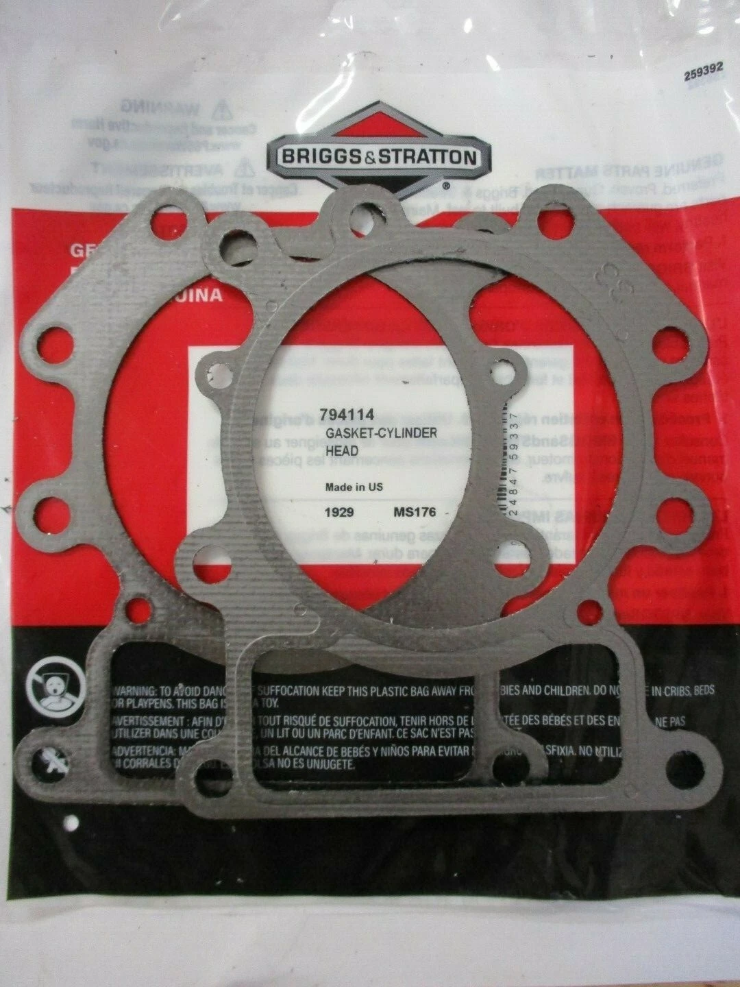 2 Genuine Briggs & Stratton 794114 Head Gasket Cylinder Intek OHV
