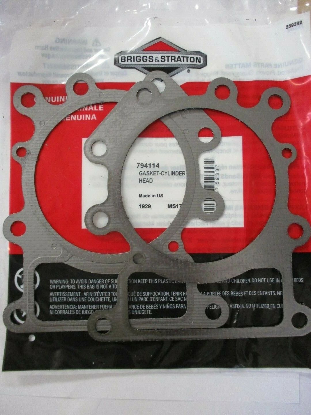 2 Genuine Briggs & Stratton 794114 Head Gasket Cylinder Intek OHV - Image 2
