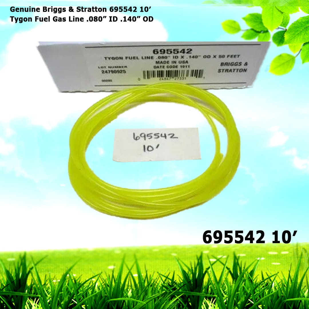 Genuine Briggs & Stratton 695542 10' Tygon Fuel Gas Line .080” ID .140” OD