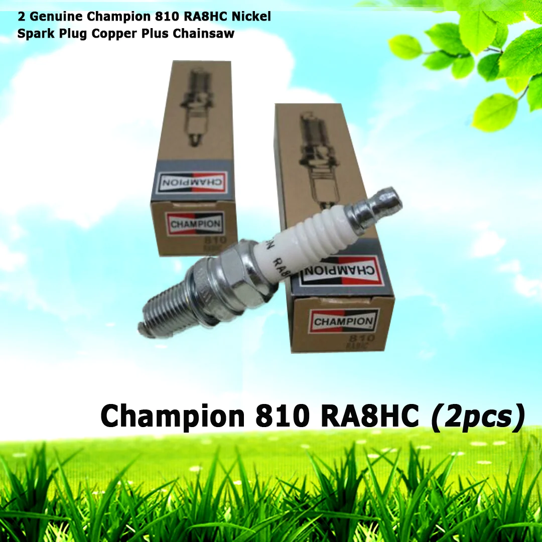 2 Genuine Champion 810 RA8HC Nickel Spark Plug Copper Plus Chainsaw