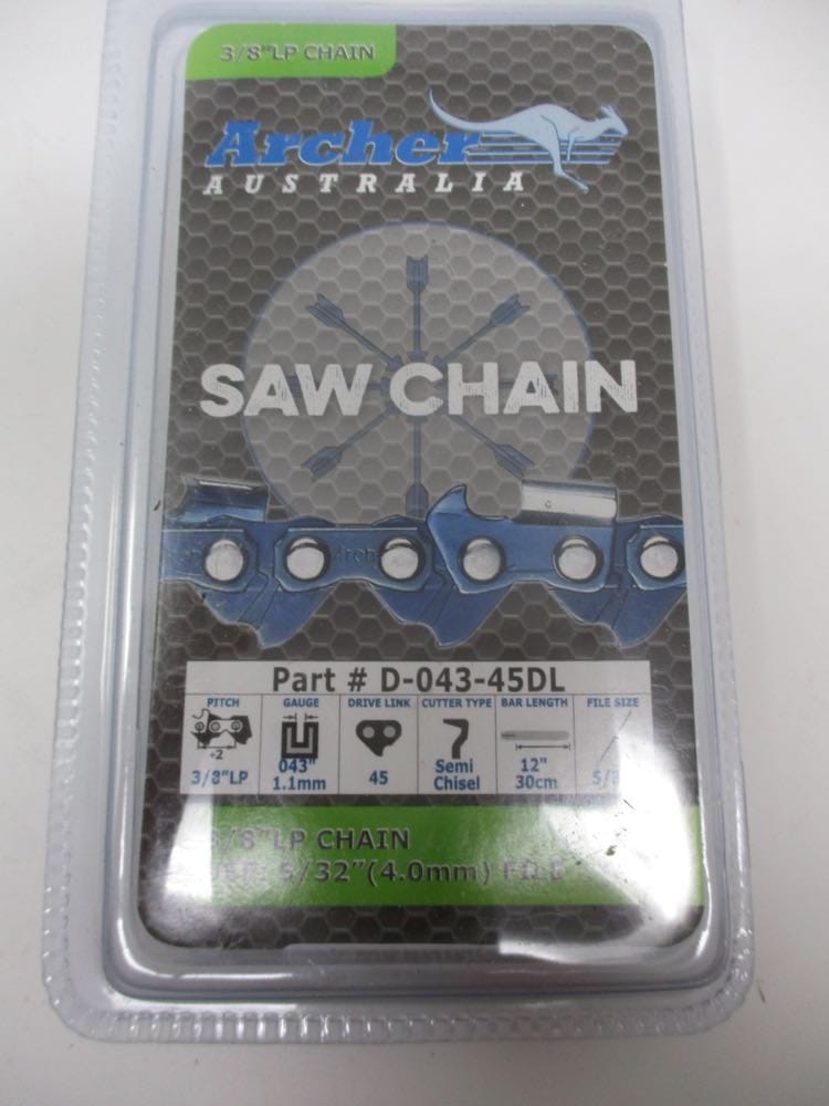 Archer D-043-45DL Chainsaw Chain 12” Pole Saw 3/8” Low Profile .043" Gauge 45 Drive Links