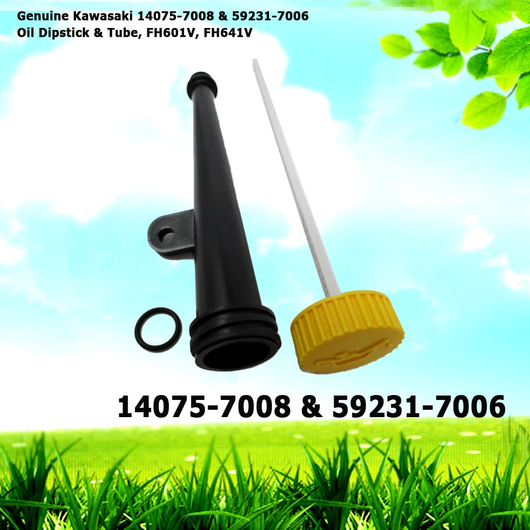 Genuine Kawasaki 14075-7008 & 59231-7006 Oil Dipstick & Tube FH601V FH641V
