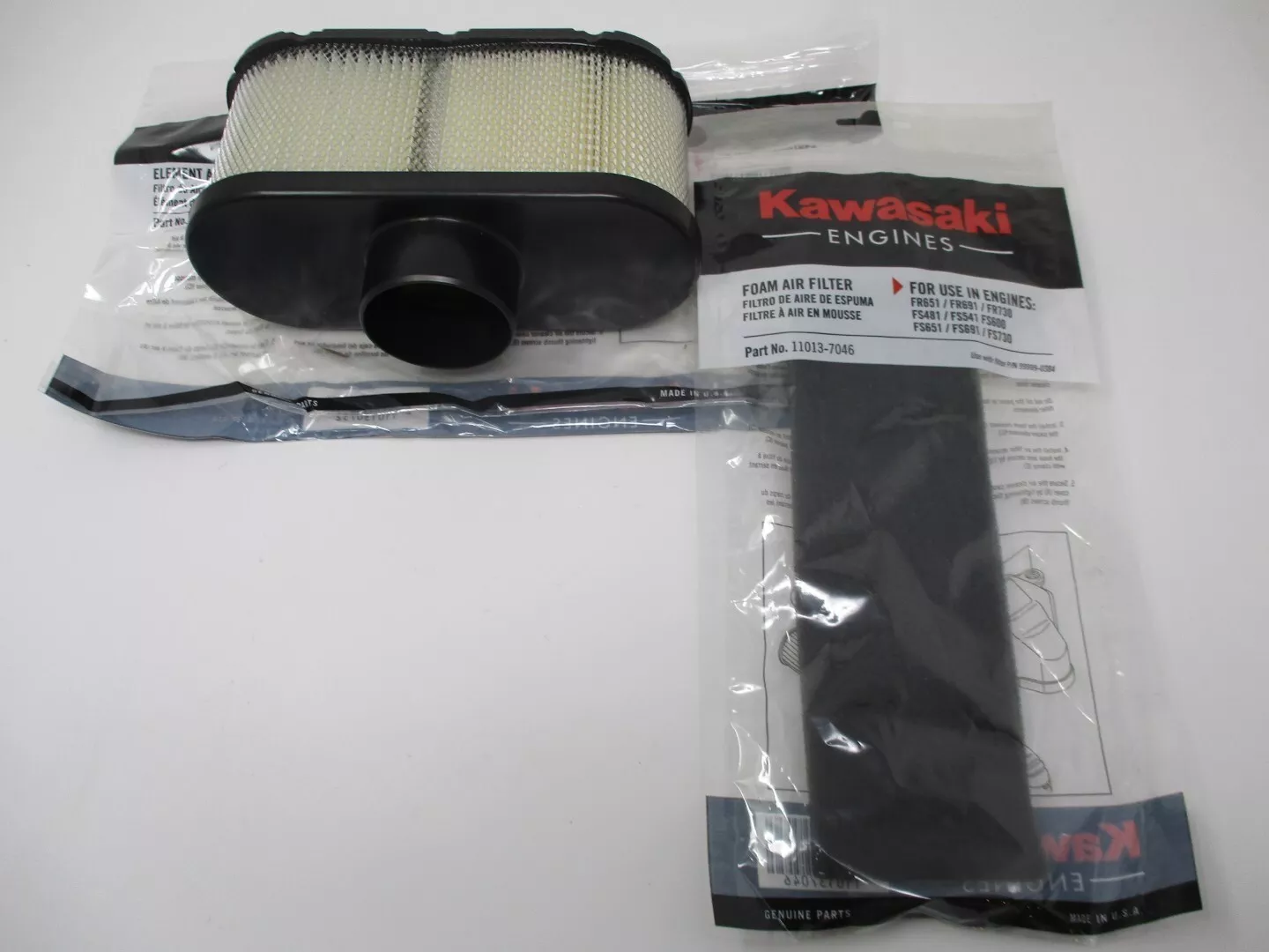 Genuine Kawasaki 11013-0752 & 11013-7046 Air & Pre Filter FR651V FR691V FR730V