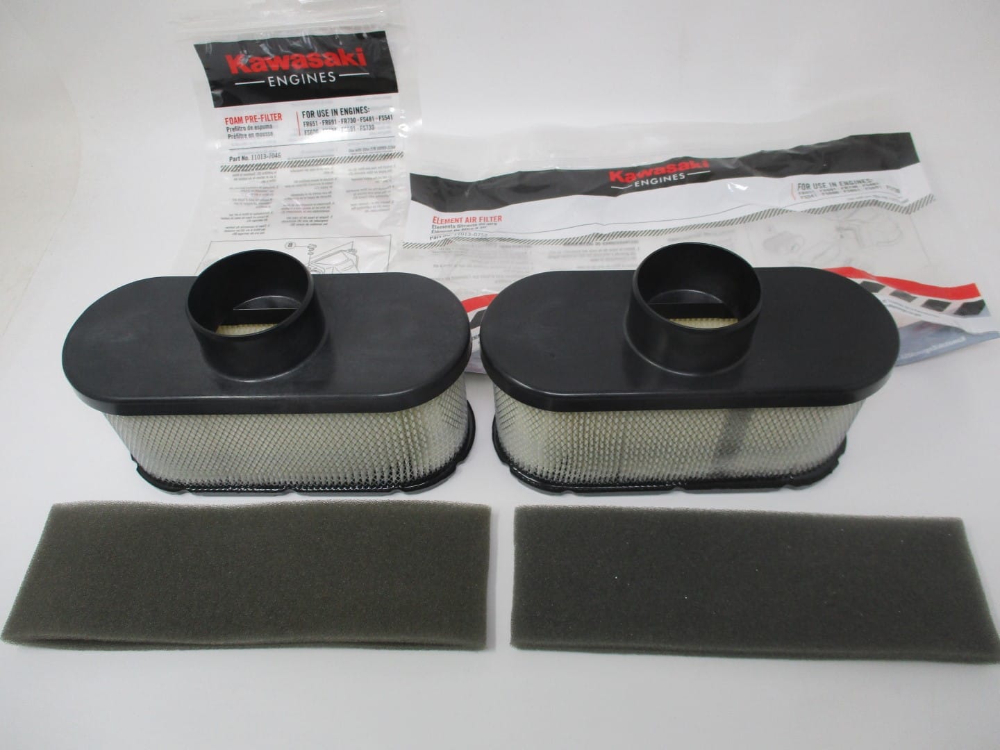 2 Genuine Kawasaki Air & Pre Filter-11013-0752 & 11013-7046 FR651V FR691V FR730V