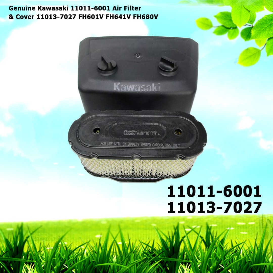 Genuine Kawasaki 11011-6001 Air Filter & Cover 11013-7027 FH601V FH641V FH680V