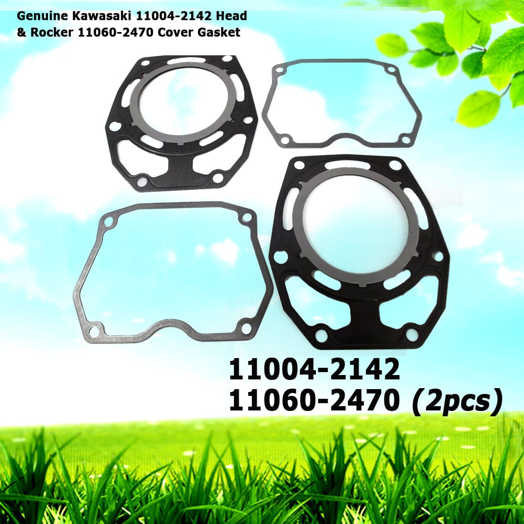 2 Genuine Kawasaki 11004-2142 Head & Rocker 11060-2470 Cover Gasket