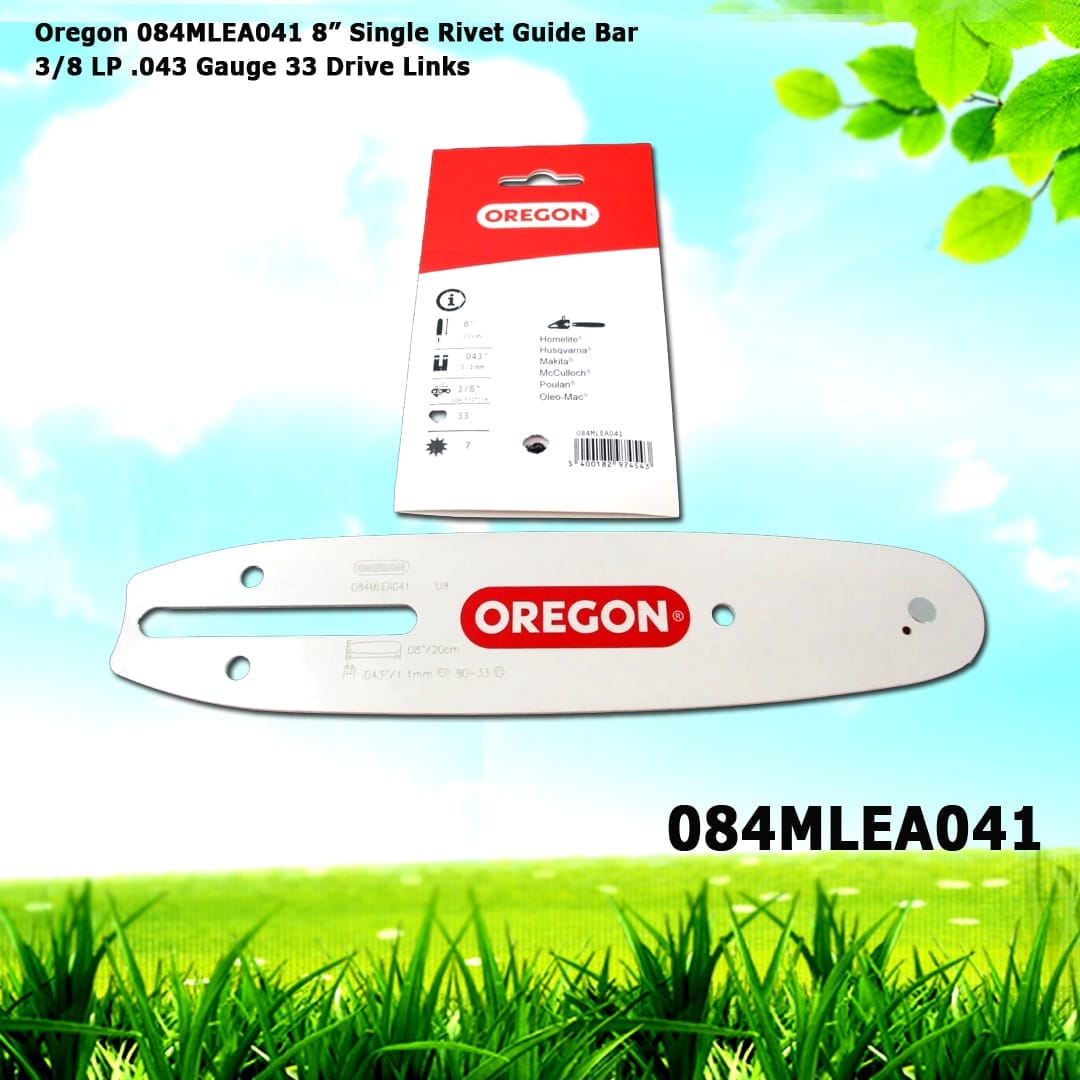 Oregon 084MLEA041 8” Single Rivet Guide Bar 3/8 LP .043 Gauge 33 Drive Links