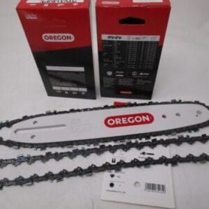 Genuine Oregon 100SDEA041 & 2 91VXL039 10” Pole Chainsaw Single Rivet Guide Bar & 2 Chains
