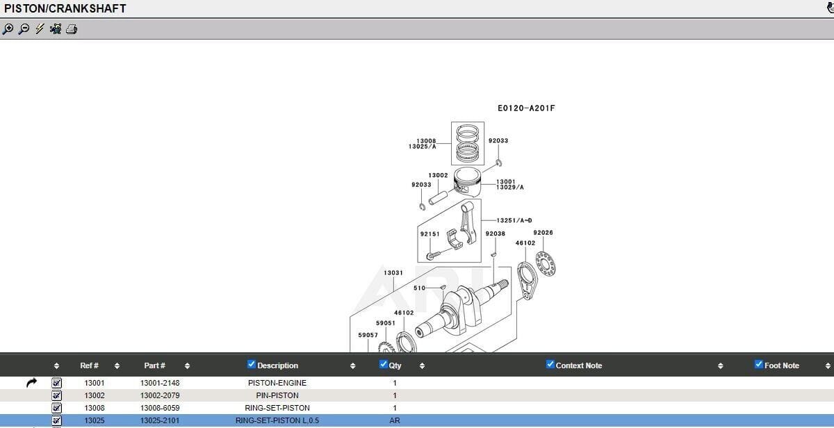 Genuine Kawasaki 13025-2101 Piston Rings for FE400D Oversize 0.50 - Image 4
