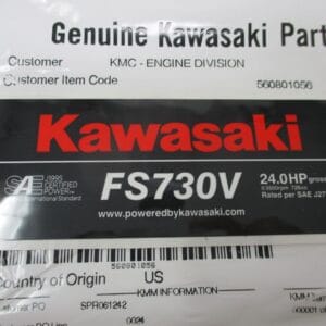 Genuine Kawasaki FS730V 56080-1056 24.0 HP Engine Decal