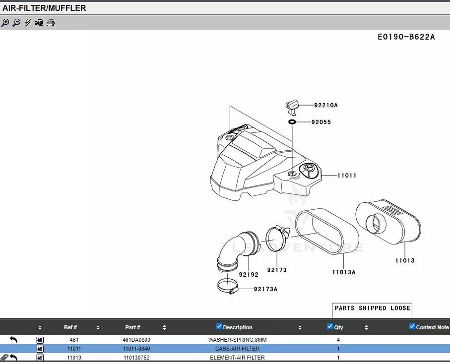 Genuine Kawasaki 11011-1713 11011-0840 Air Filter 11013-0752 & Cover for FS730V Nuts - Image 4