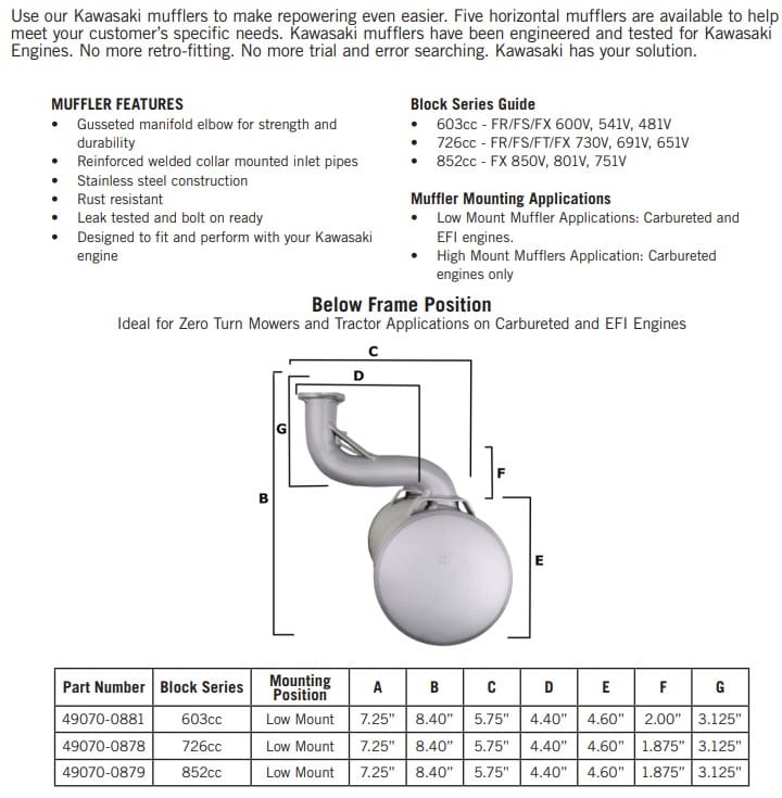 Genuine Kawasaki 49070-0878 Muffler 726cc FX730V FX691V FX651V Stainless Steel - Image 5